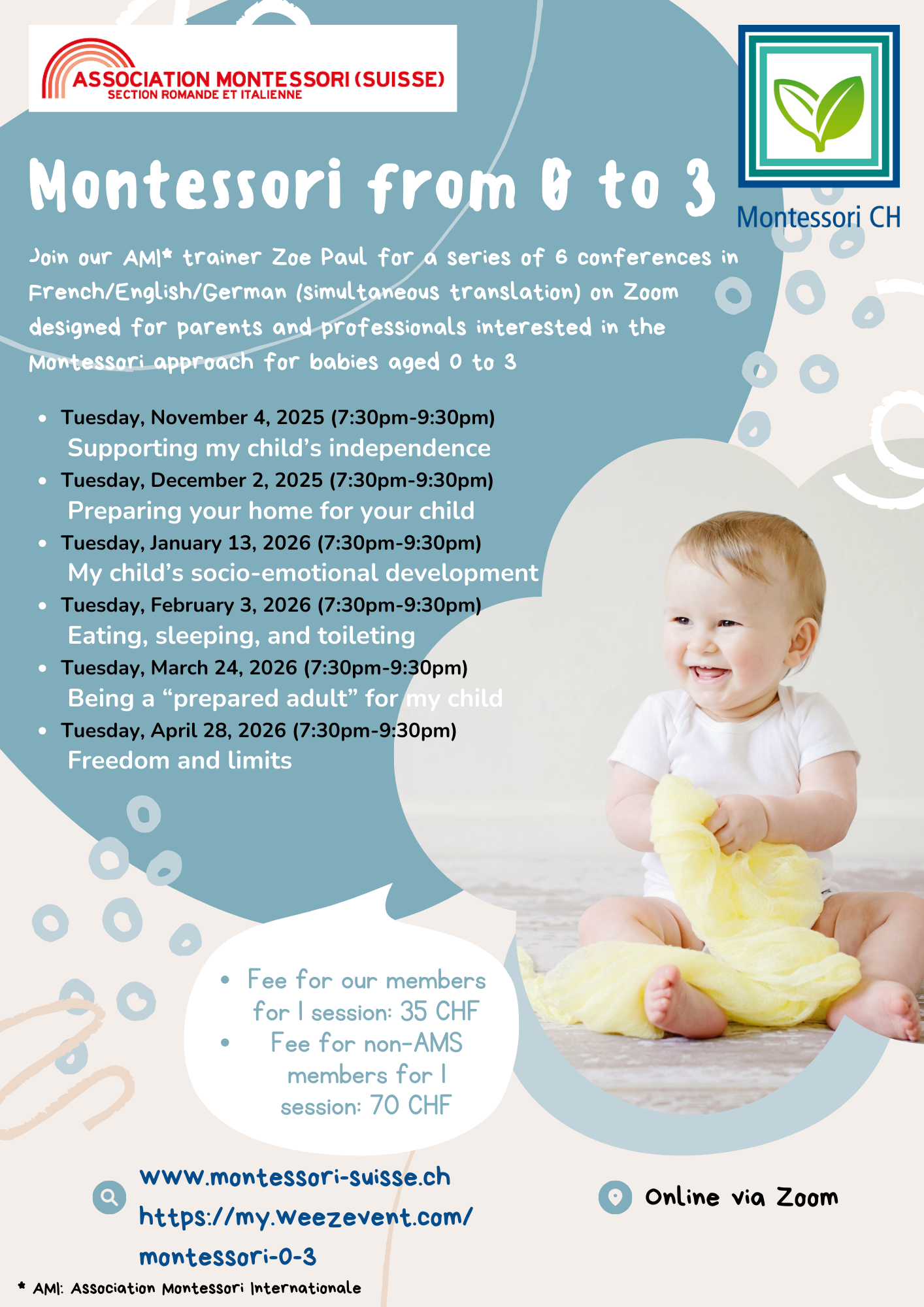 Montessori à la maison pour les 0-3 ans – 6 soirées pour les parents et éduc avec une formatrice Montessori AMI !